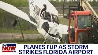 Planes flip at Florida airport amid severe storms  | LiveNOW from FOX