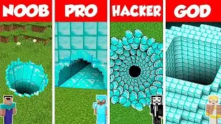 Minecraft Battle: NOOB vs PRO vs HACKER vs GOD: DIAMOND TUNNEL PIT HOUSE BUILD CHALLENGE / Animation