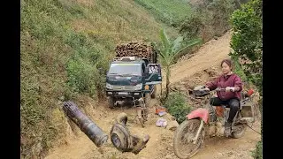 Talented girl: Rescues a 4x4 logging truck stuck deep in the forest using a homemade motorbike