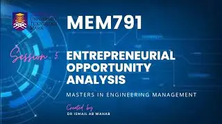 MEM791 - SESSION 5: ENTREPRENEURIAL OPPORTUNITY ANALYSIS