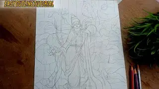 Saraswati Ma Outline Step by Step | Easy Grid Drawing Tutorial