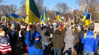 Hundreds of people rally in Boston to support Ukraine amid fear of Russian invasion