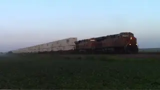 Dawn Breaks on an Eastbound BNSF S-LBELPC2 Streaking Across the Central Illinois Farmland!!