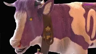 Die Lila MILKA Kuh besch&uuml;tzt ihre KINDER wie ein RITTER - Purple Milka Cow