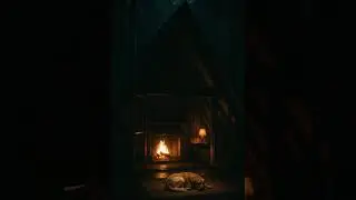 Cozy Attic Cabin Night | Fireplace Crackling + Sleeping Dog Ambience