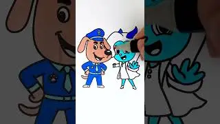 ⏪ Reverse Play 🚓 Sheriff Labrador & Dr. Antel 🚨✨ #kids #glitter #art #cartoon #color #trending