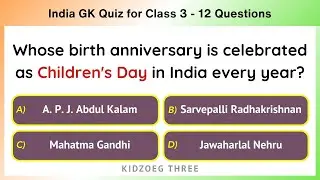 India GK Quiz for Class 3 | 12 Questions on Indian History, Geography, Symbols & Facts | Kids GK