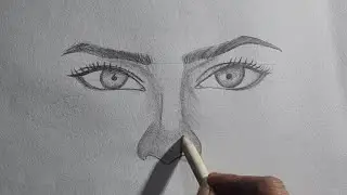 Short & Sweet: Realistic Pencil Sketch: Eyes and Nose Drawing Tutorial ✨ #Shorts #tranding #art 