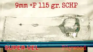 Super Vel Ammunition, 9mm +p 115 gr SCHP Ply Wood Gel Test