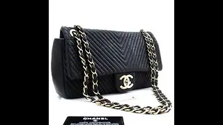 Chanel Chevron V-Stitch Leather Chain Shoulder Bag Single Flap Mat k59