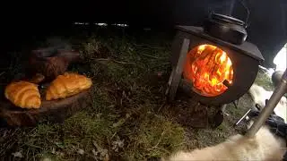 Polish Lavuu size 2 with outbacker wood burning stove, snow, gales and coffee.