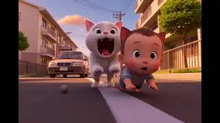 Hero Cat Saves Toddler from Car in Apartment Playground  Real-Life Coco-nyangi Moment  #coconyang