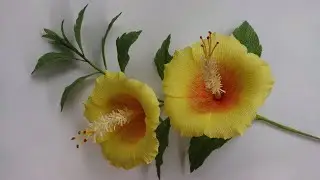 Hibiscus Paper Flower/ How To Make Hibiscus Flowers Out Of Easy Crepe Paper/ Paper Craft