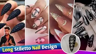 Nail Art designs with stones and glitter | Long nail extension designs simple with glitter