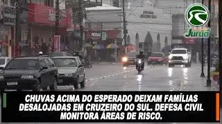 Chuvas acima do esperado deixam famílias desalojadas em Cruzeiro do Sul.