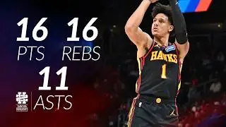 Jalen Johnson 16 pts 16 rebs 11 asts vs Heat 25/26 season