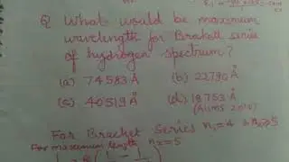 Hydrogen spectrum Bracket Series(AIIMS 2010)