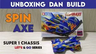 UNBOXING - BUILD TAMIYA MINI 4WD SPIN AXE # SUPER 1 CHASSIS # LET'S & GO SERIES # 3