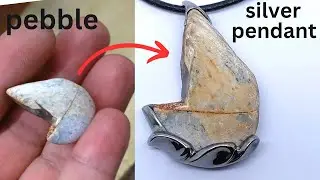 Making Custom Silver Pendant With Pebble - wax carving