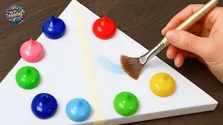 How to Paint a Romantic City Sunset and Starry Sky | Acrylic Triangle Art Tutorial