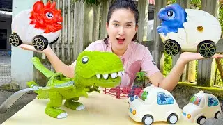 Changcady review đường trượt c&aacute;c loại xe &ocirc; t&ocirc; khủng long, cầu trượt khủng long khổng lồ