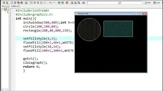 fill colors and style in shapes in graphics.h c++ | setfillstyle() and floodfill() graphics.h