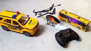 UNBOXING RC SCHOOL BUS SCALE 1:32  RC VELOCITY HELICOPTER PATROL HIGH WAY 2025