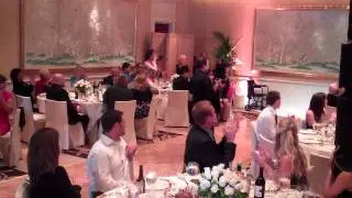 Fun Grand Entrance at small wedding reception