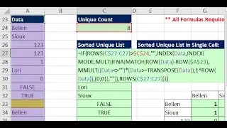 Excel Magic Trick 1314: Array Formula To Create Sorted Unique List with Mixed Data