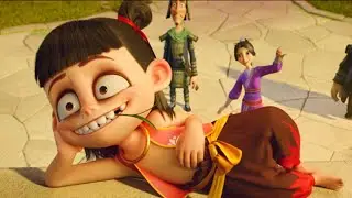 Ne-Zha happy to play jianzi (hacky sack) with his mom Yin #nezha #funny #animation #movie #nezha