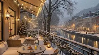 Silent Snowfall Caf&eacute; ☕ Winter Jazz Flowing Along the River