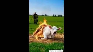 Cow Body Caught Fire Fire Brigade Saved it 🥺 #cow #animals #firebrigade #meeshaanimation