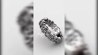 Engagement Ring, 14Kt White Gold Celtic Wedding Band, Trinity Knot Bridal Ring CT7565G