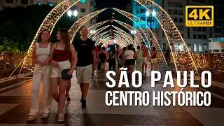 NATAL CENTRO HISTÓRICO SP 【4K】TOUR PELO CENTRO DE SÃO PAULO DECORADO NATAL 2025