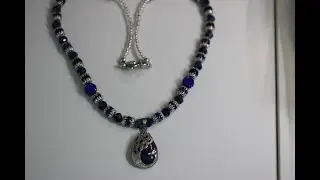 Peacock Necklase using beads from the July, 2023 Bargain Bead Box