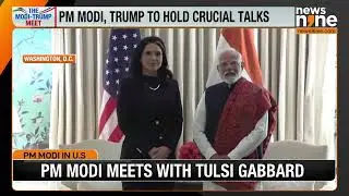 PM Modi in US: Meets Tulsi Gabbard & Indian Diaspora | Talks with Trump Ahead | News9
