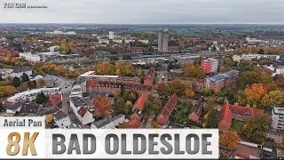 Bad Oldesloe, Germany: Stadtzentrum im Herbst - Aerial Pan - Luftpanorama - 4K/8K - 0575