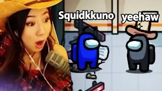 among us but there's a cowboy, a french girl, and squidward...