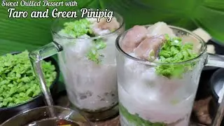 Taro and Green Pinipig Iced Dessert
