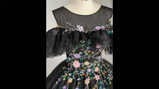 Vintage / Retro Black Sequins Flower Prom Dresses