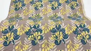Cotton and Steel grey metallic leaf canvas fabric