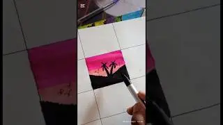 Sunset Palm Tree Drawing | Easy Landscape Art with Marker