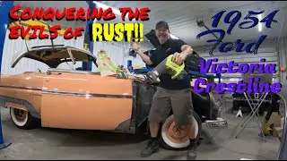 1954 Ford Victoria Crestline roof rust repair pt 9