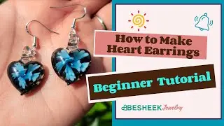 DIY 5 Minute Heart Earrings | How To Make Earring Tutorial | Easy Glass Earrings for beginners