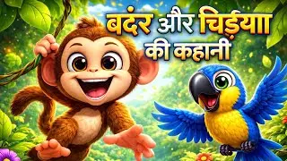बन्दर और चिड़िया की कहानी ।(हिंदी कहानी) children video l New York and video 📸