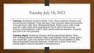 The Hudson Valley's Weather Forecast for Monday July 17, 2023