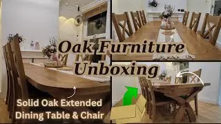 Assembling Oak Extended Dining Table and Chair🪑: Step-by-Step Guide🛠️ |📦Oak Furniture Unboxing