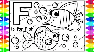 Coloring Alphabets for Kids | F is for Fish Coloring Page | ABC Coloring Pages Kids | Fun Coloring