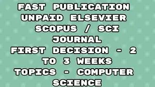 Fast Publication unpaid best scopus / Sci  Journal | Fast publication 2023 journal