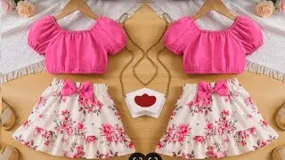 Kids top and skirt cutting and stitching/4 to 5 year baby girl top with skirt